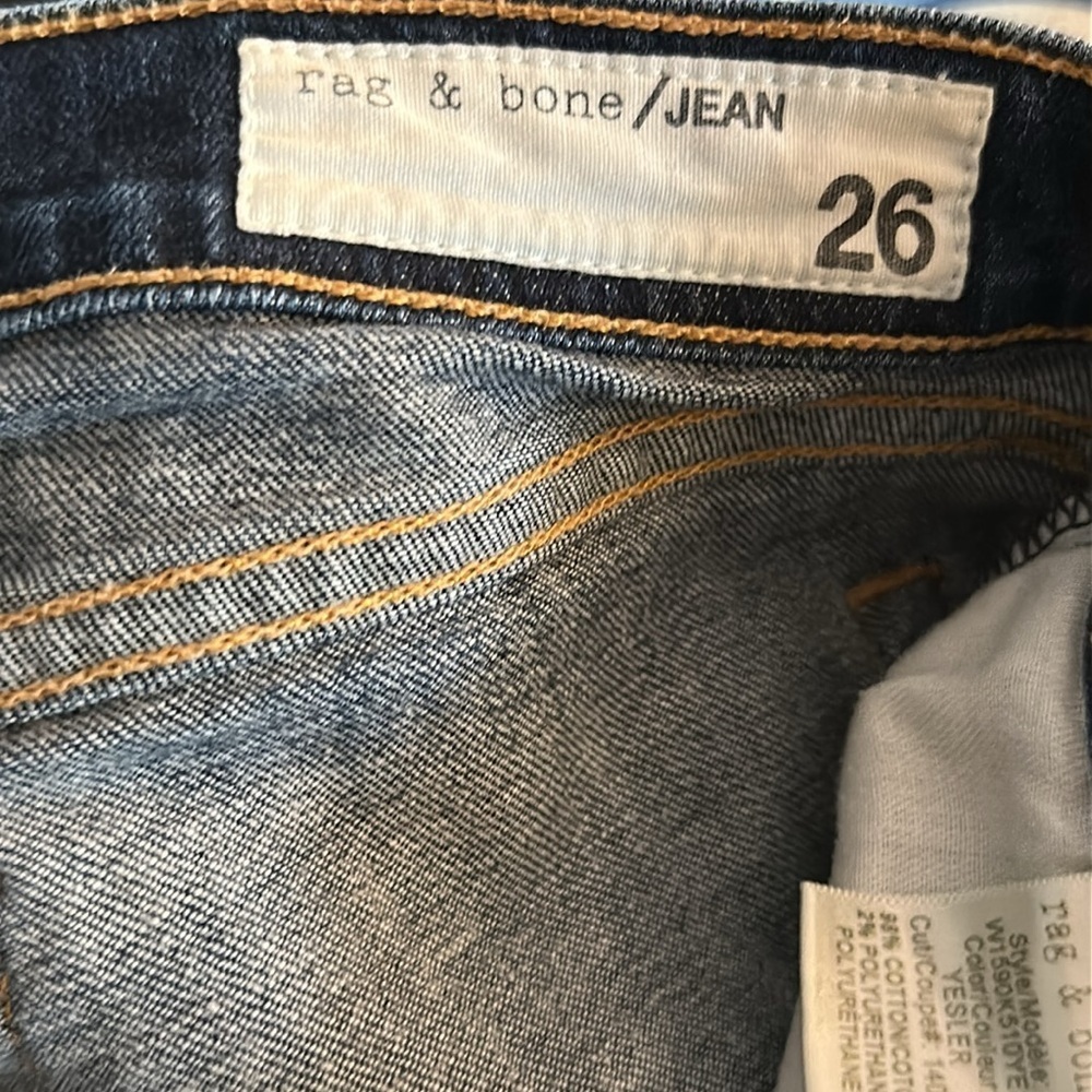 Women’s Rag & Bone Dark Blue Stretch Denim Straight Leg Jeans Size 26 - Picture 7 of 8